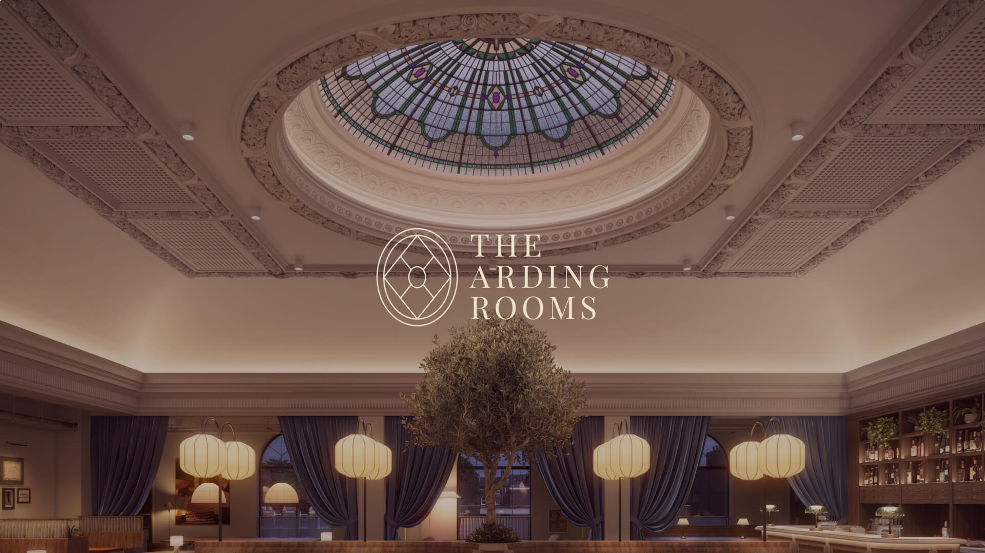 Animated logo reveal showing The Arding Rooms emblem and wordmark.