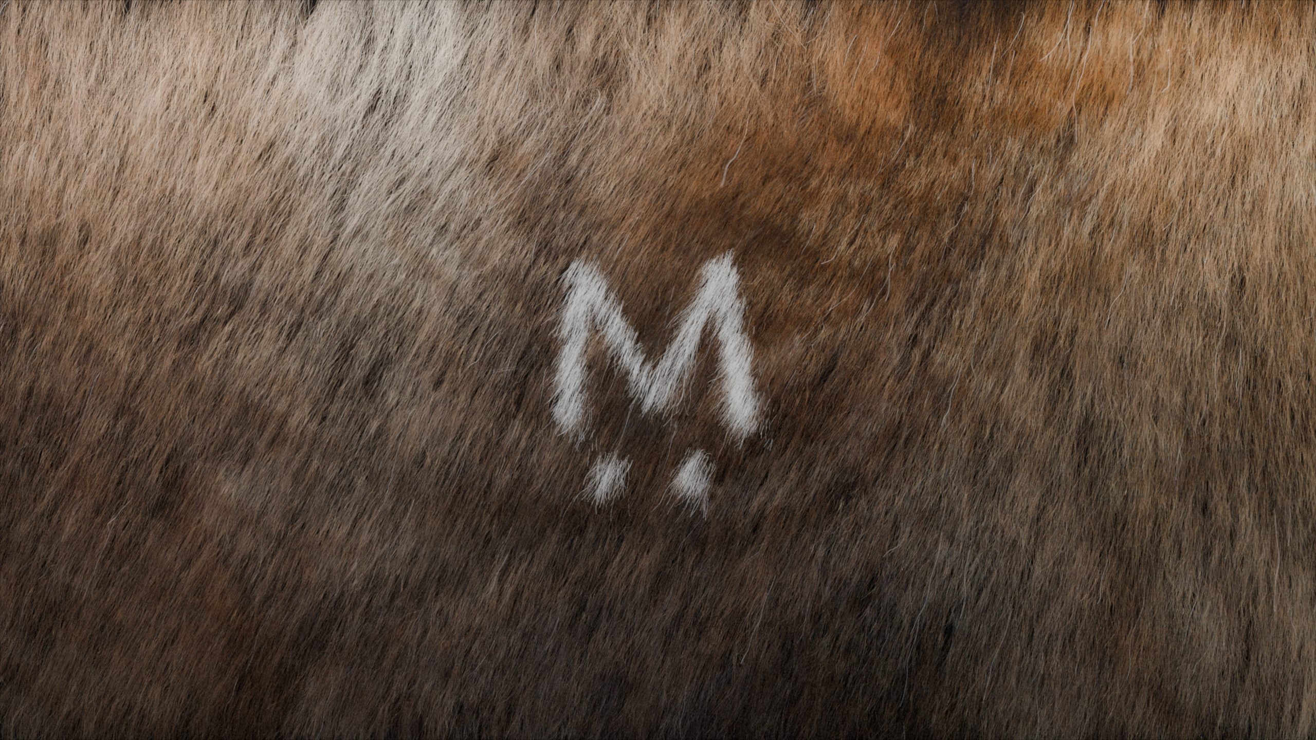 Close-up video of animal fur subtly moving in the wind with the Mammal ‘M’ logo branded into it